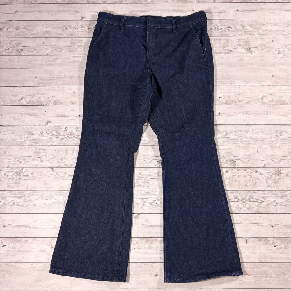Ann Taylor The Boot Mid Rise Jeans Dark Wash Indigo Bootcut Trousers 14P RN77379